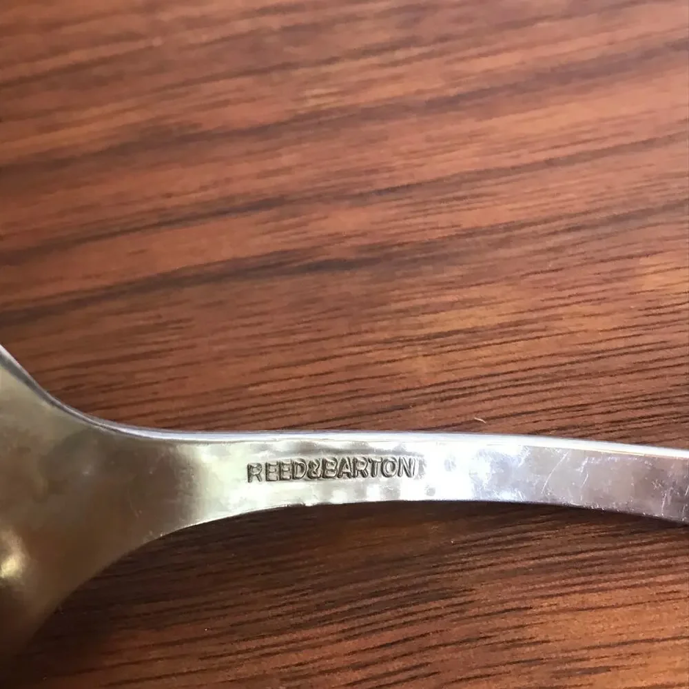 Reed & Barton COLONIAL FORGE Stainless Hammered Satin Flatware Slotted Spoon